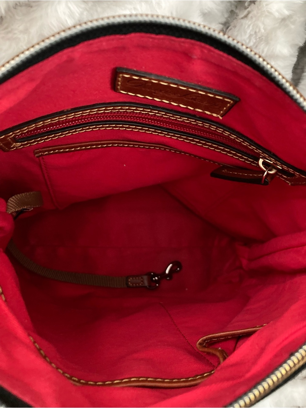 Dooney & Bourke Style Black Crossbody Bag with Brown Trim - Picture 4 of 10
